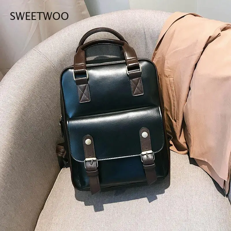 Women Anti Theft Backpacks Students Brown School Bags for Teenage Girls Waterproof Vintage Laptop Leather Big Travel Backpack