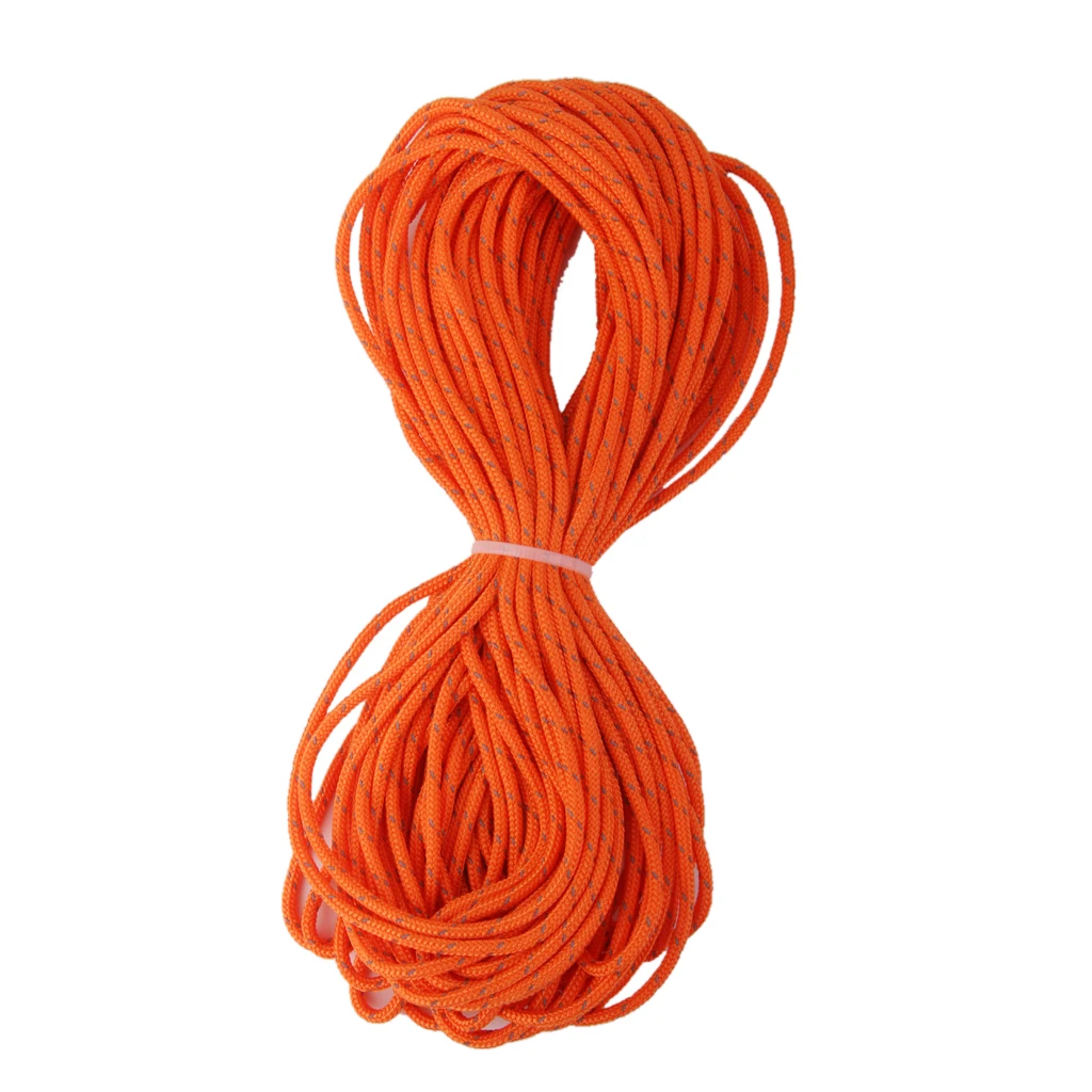 3mm Reflective Camping Cord 20m Long Tent Guy Line Rope for Outdoor Camping Tent Shelter Tarp - Orange