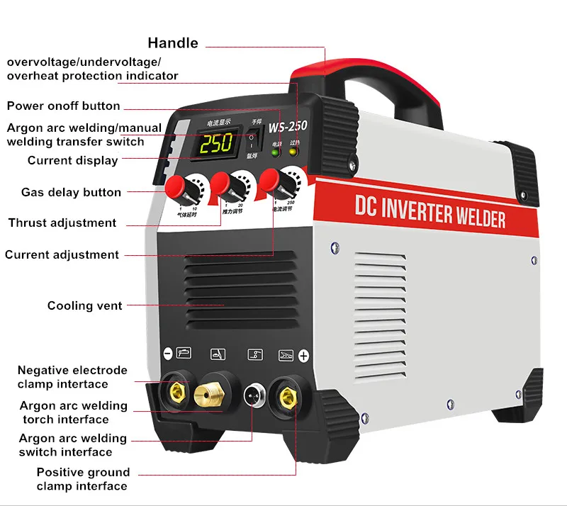 2In1 ARC/TIG IGBT Inverter Arc Electric Welding Machine 220V 250A MMA Welders Power Tools