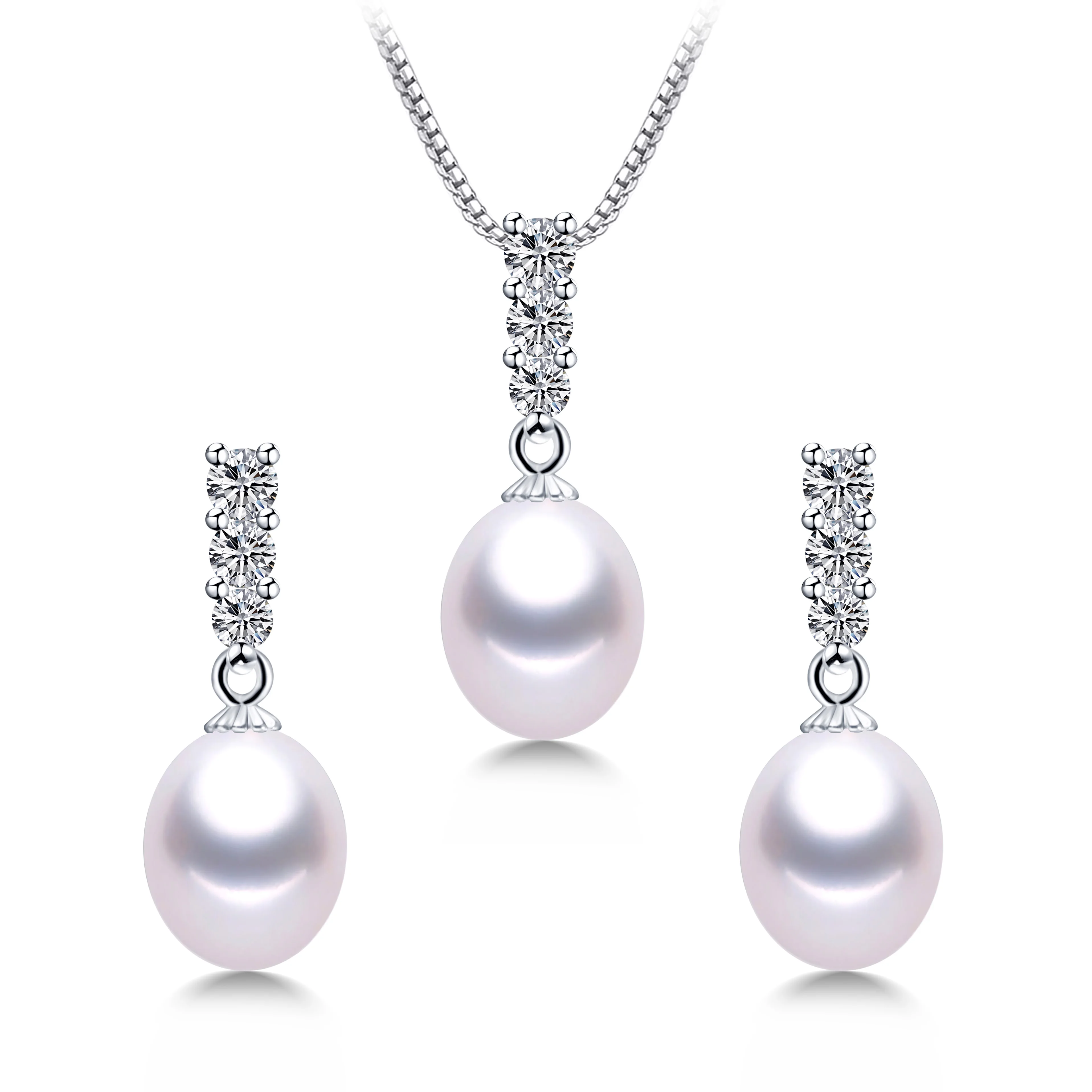 

Dainashi 2025 Exquisite Pendant&Earrings Jewelry Set For Women 8-9mm Freshwater Drop Shape Pearl White/ Pink/Purple/Black