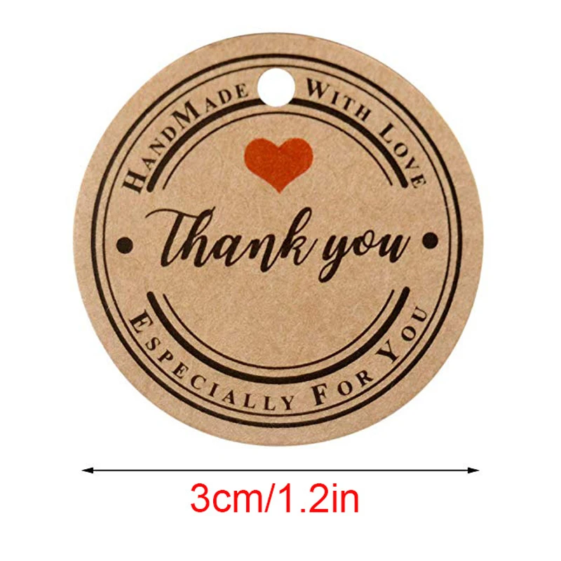 100Pcs Kraft Paper Gift Tags Thank You For Celebrating With Us Labels Handmade For Wedding Party Decoration Packaging Hang Paper