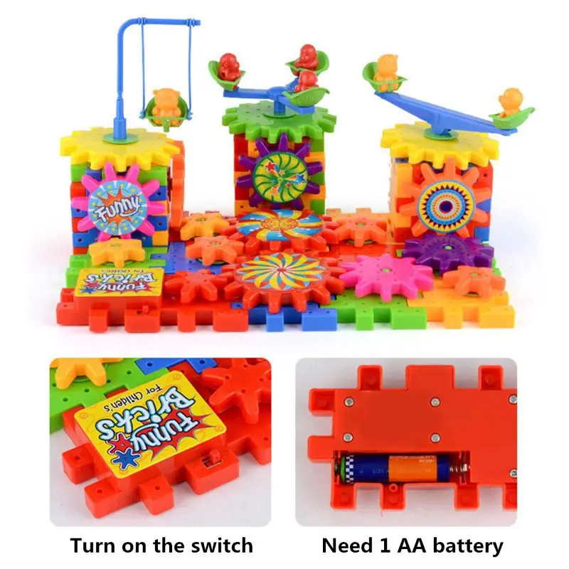 81 PCS Electric Gears 3D Model Building Kits Plastic Brick Blocks Educational For Kids Children Gifts