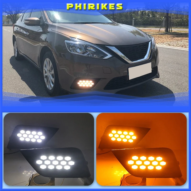 

2Pcs LED Daytime Running Light For Nissan Sentra sylphy 2016-2019 Waterproof 12V DRL Fog Lamp Decoration Car accessories