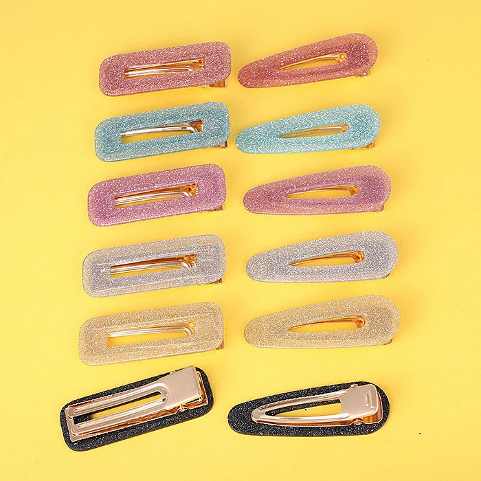 Hot Sale Fashion Acetate Acrylic Hair Clips Korean Hair Accessories Glitter Solid Color Geometric Acrylic Hair Clip for Women