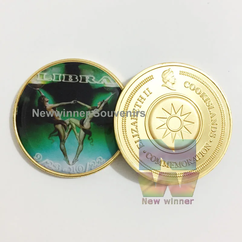 The New Design Twelve Constellation Zodiac Libra  Gold Plated Coin Challenge Commemorative Coin