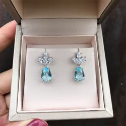 Huitan Light Blue Water Drop Dangle Earrings Aesthetic Wedding Accessories Girls Fashion Earrings for Party New Trendy Jewelry