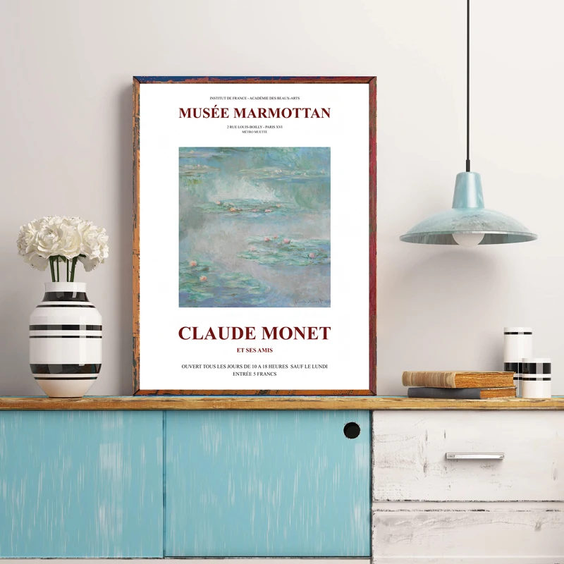 Claude Monet Exhibition Poster French Art Museum Canvas Print Abstract Painting Vintage Wall Art Picture Living Room Home Decor