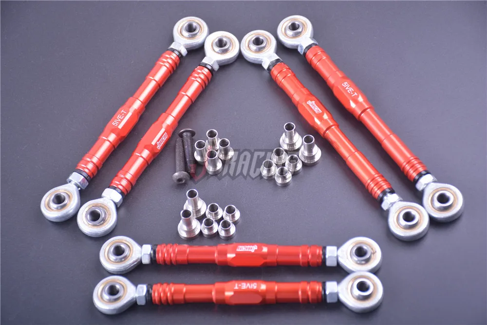 CNC Alloy Zero-Gap Front & Rear Suspension Tie Rod Steering Pull Rod Set for 1/5 Rovan LT KM  LOSI 5IVE-T