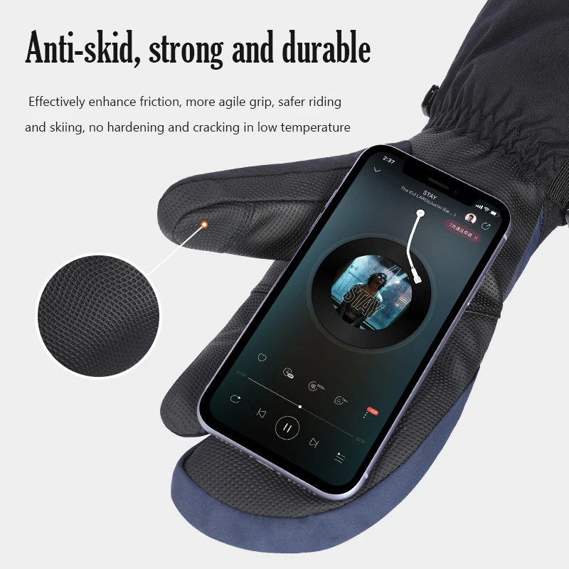 Men Women Touch Screen Skiing Gloves 3/5 Fingers Windproof Long Wrist Winter Warm Snowboard Waterproof Cycling Sports Mittens