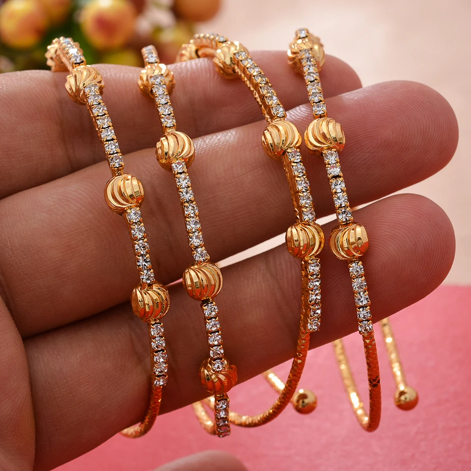 

4pcs/Lot Gold Color Bangles For Women Wife Indian Ethiopian African Dubai Bracelet&Bangles Party Wedding Jewerly Gifts