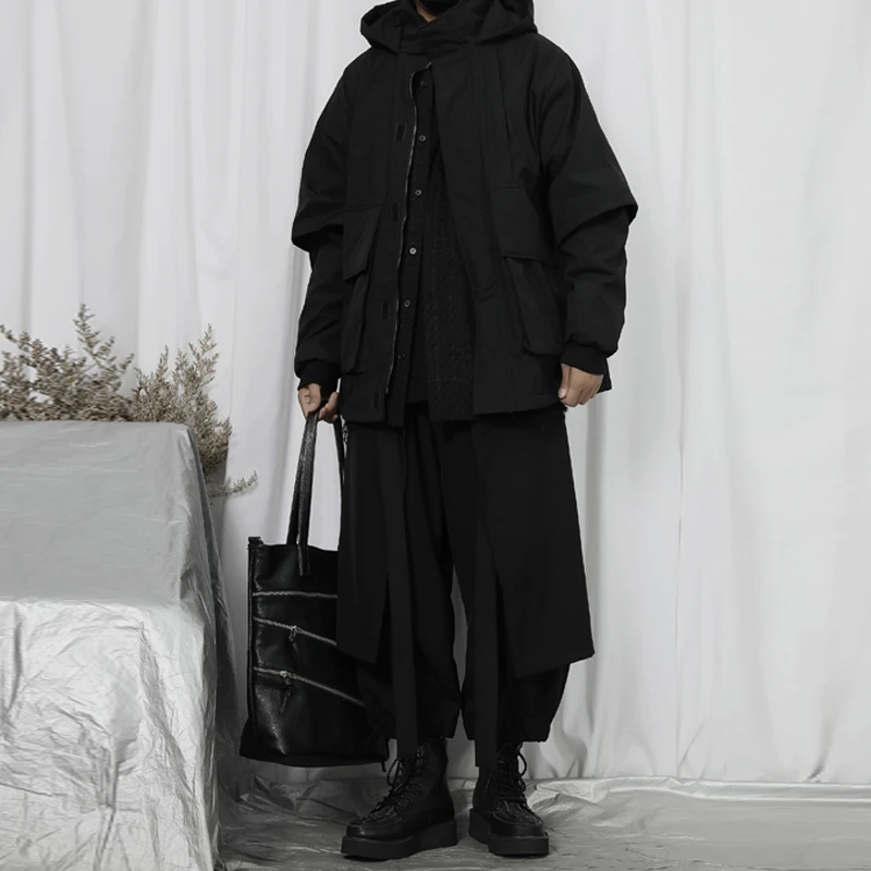 Manteau à capuche en coton rembourré pour homme, grand manteau d'hiver, épais, à la mode, avec poches, pour loisirs, pour jeunes, nouveau Style de travail