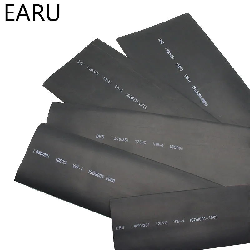 1meter 2:1 Black 50mm 60mm 70mm 80mm 90mm Heat Shrink Heatshrink Tubing Tube Wire Dropshipping