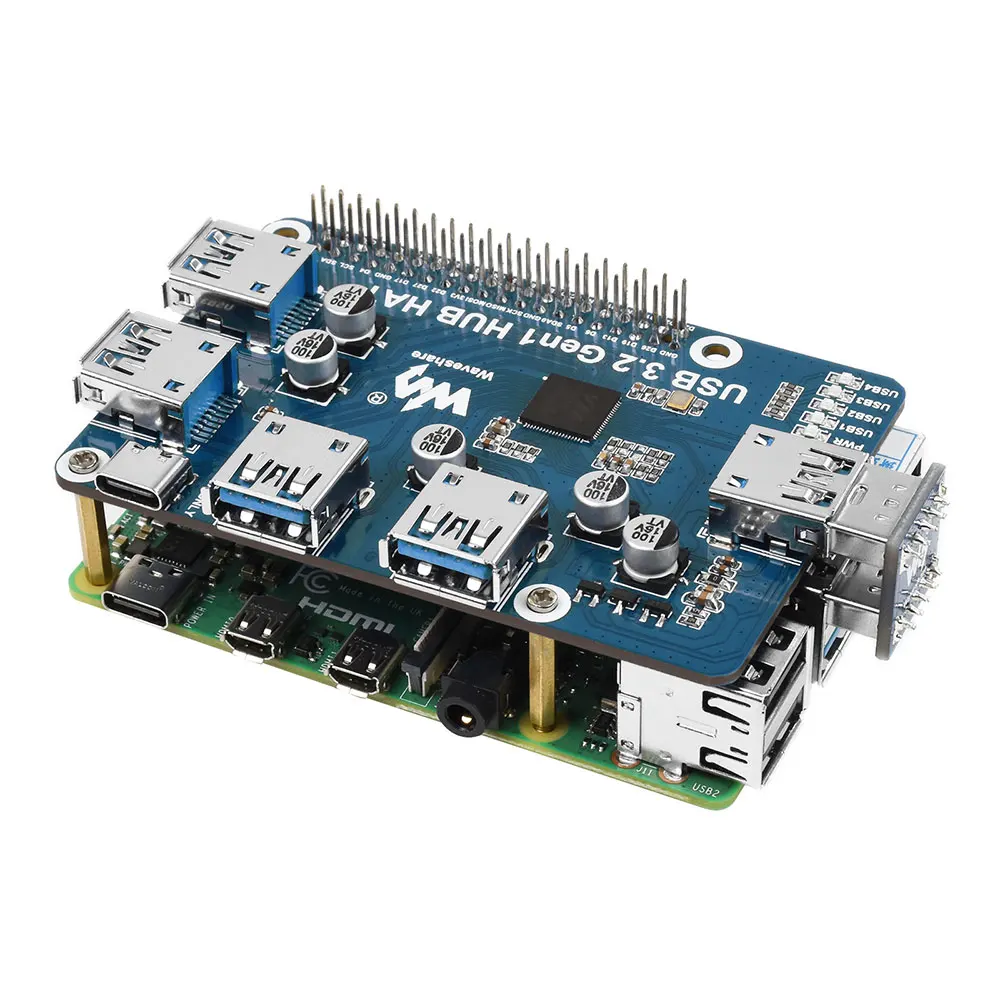 Raspberry Pi 4-Port USB 3.2 Gen1, module B, carte d'extension airies Splitter, lecteur gratuit pour Raspberry Pi 3B, 3B +, 4B