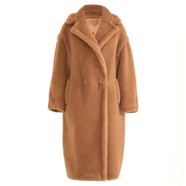 Women s Teddy Bear Coat Real Wool 2023 Lady s Alpaca Teddy Coat Long Jacket Fashion Outwear Female Sheep Fur S7480A AliExpress