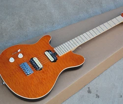 6 Strings Left Handed Electric Guitar with Quilted Maple Veneer,Maple Fretboard,Humbuckers Pickups