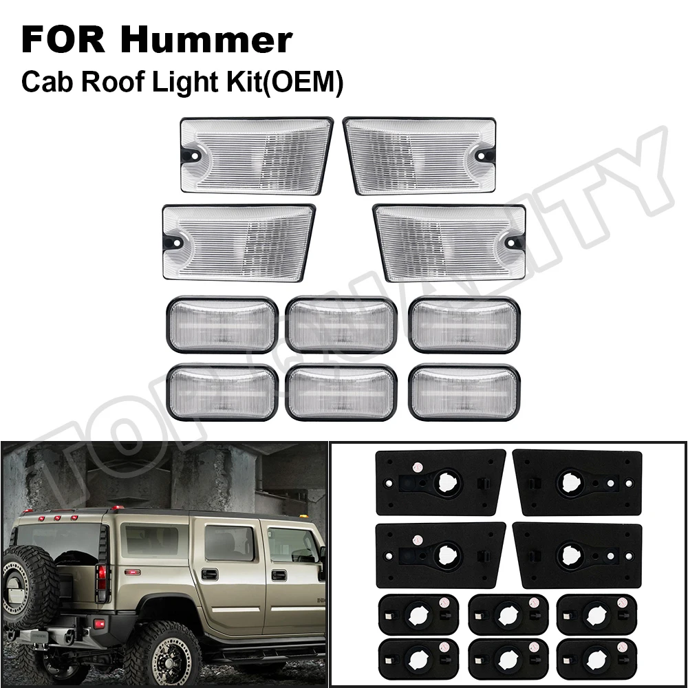 

10Pcs OE Bulbs Cab Roof Light Lamps Kit Smoke/Clear Lens For Hummer H2 2003-2009 Hummer H2 SUT 2005-2009