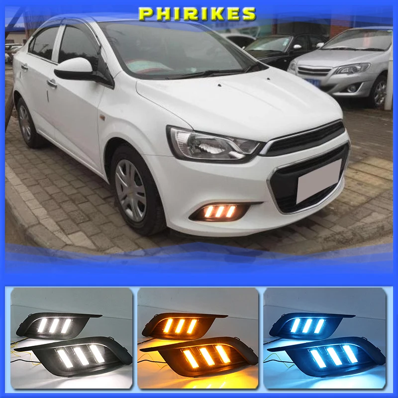 

2PCS LED DRL Daytime Running Lights Daylight With Turn Signal lamp For Chevrolet Chevy AVEO Sonic 2014 2015