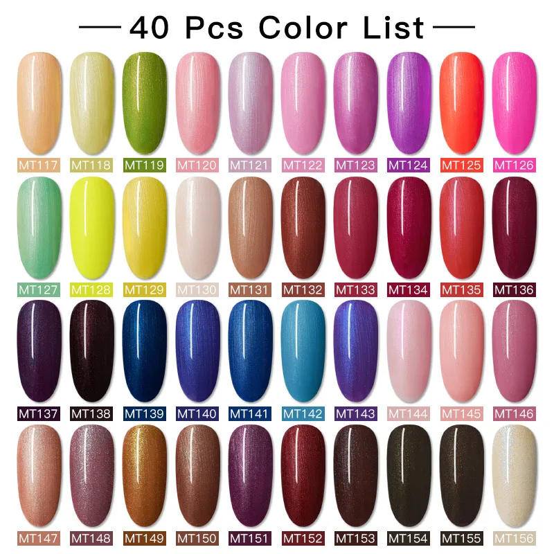 Mtssii 60pcs 40pcs smalto per unghie Gel colorato Set 122 colori Semi permanente UV Led Gel smalto Soak Off lacca per unghie Base Top Coat