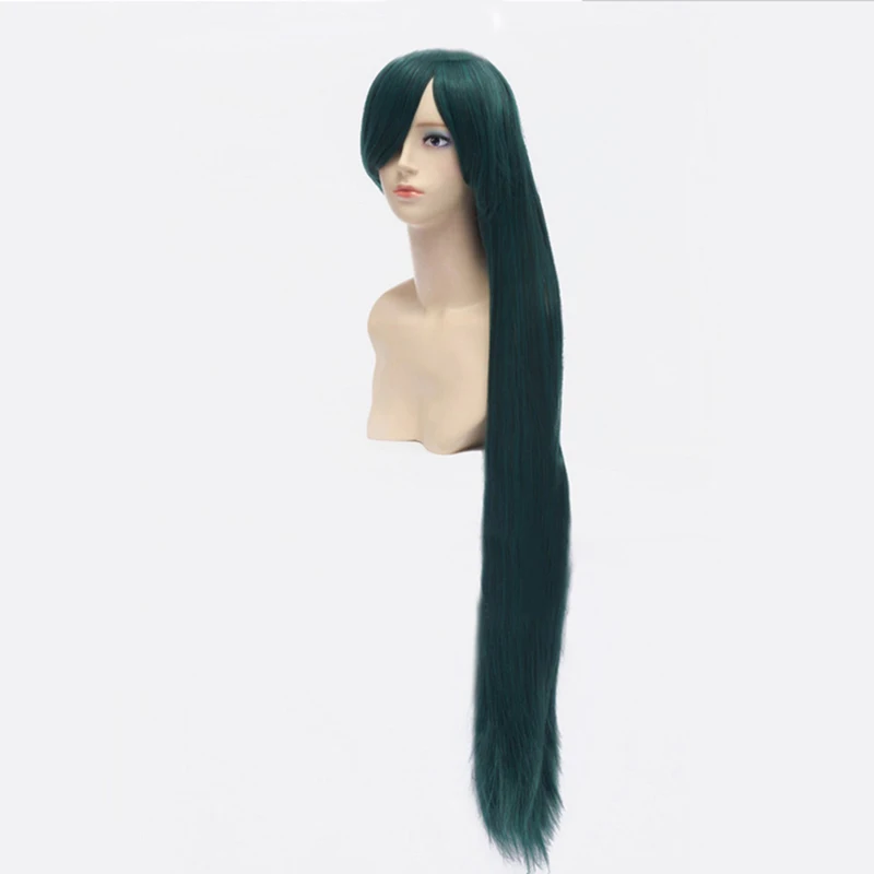 Hairjoy Pluto Meiou Setsuna Groene Cosplay Pruik Met Afneembare Broodje 100Cm Lange Rechte Synthetisch Haar