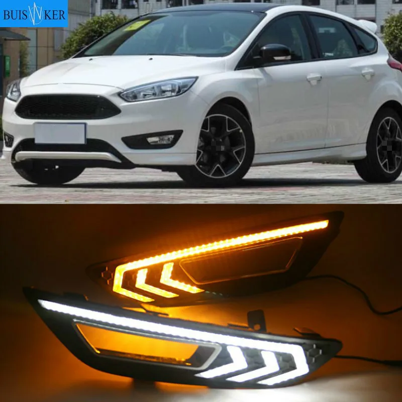 

2PCS For Ford Focus 3 mk3 2015 2016 2017 2018 Turn signal and dimming style Relay 12V LED Car DRL daytime running light Fog lamp