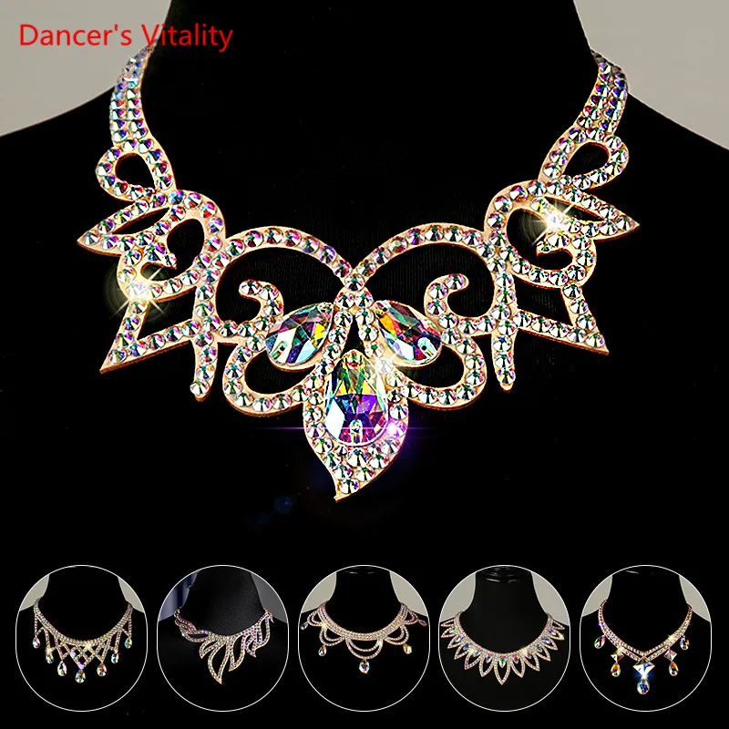 Collar de danza del vientre con diamantes de imitación para mujer, cadena femenina adulta de gama alta, accesorios de competición de rendimiento profesional