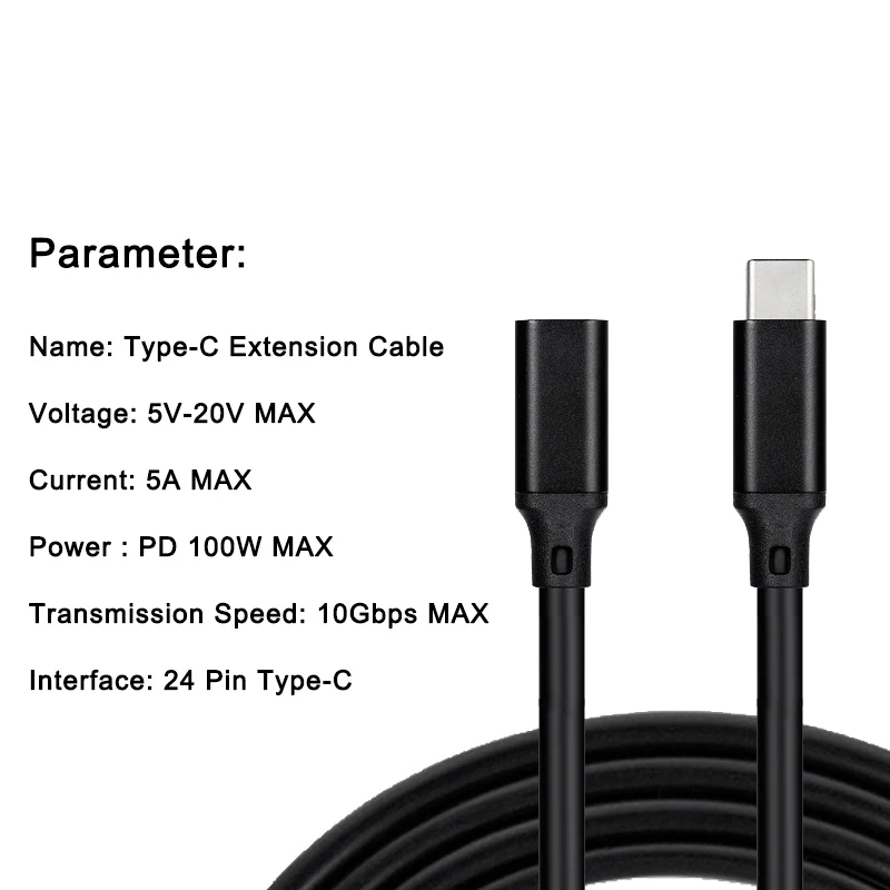 Cable de extensión PD 5A USB3.1 tipo C, 100W, 4K @ 60Hz, USB-C Gen 2, 10gbps, para Macbook, Nintendo, Switch, SAMSUNG, portátil