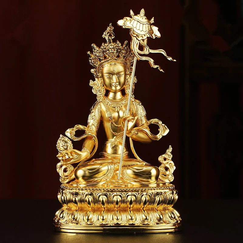 16cm Buddhist Suppliers Alloy Metal Ushnisha Sita Tapatra Tranic Nepal Gold Plated Efficacious Home Putting Decorate Statue