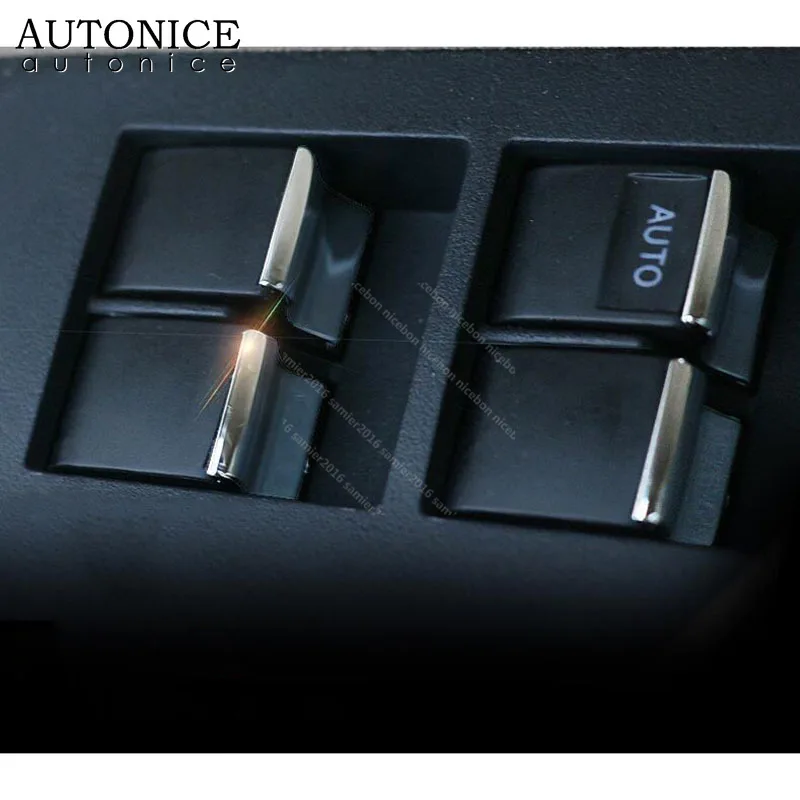 7pcs Window Lift Button Sequins Trim Fit for Toyota Prado Camry Corolla RAV4 Highlander Auris Sienna 4runner Tundra Land Cruiser