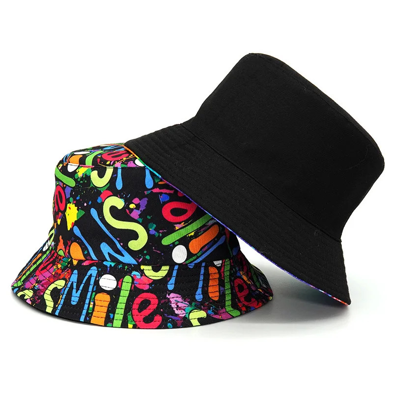 3D Graffiti Bucket Hat Double Side Wear Unisex Bob Caps sad boy Gorros Men women Panama Cap Beach Sun Fishing Fisherman hats