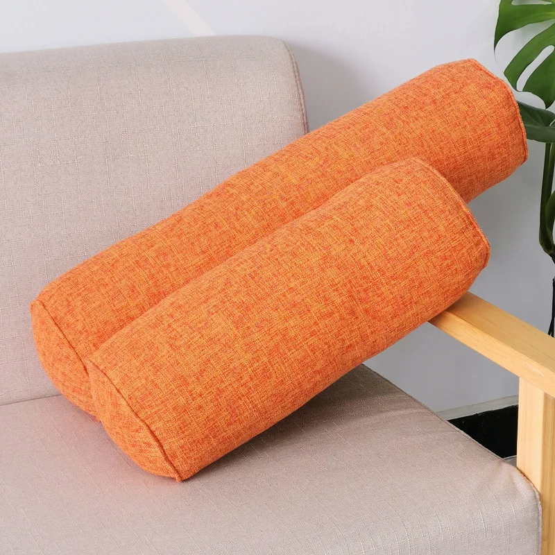 Almohada larga interior redonda para el cuerpo, cojín Rectangular para dormir, siesta, cojín de lino de algodón de imitación, accesorios para el