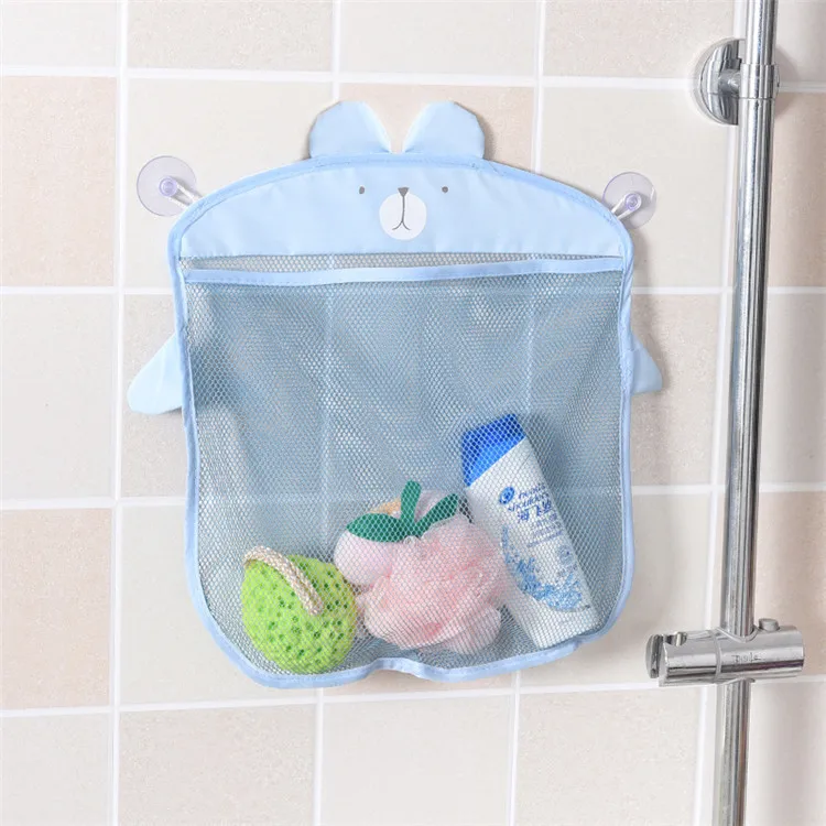 Sac en filet de rangement pour jouets de bain, nouvelle conception de ventouse pour jouets de bain pour enfants panier en tissu formes d'animaux de dessin animé sac en filet de rangement pour jouets de sable