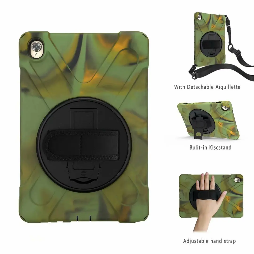 Kids Safe Shockproof Armor Silicone Cover for Huawei Mediapad M6 10.8 Inch Tablet 360 Rotating Case Hand Strap & Neck Strap +Pen