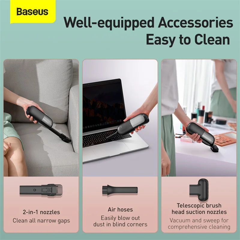 Baseus Handheld Car Vacuum Cleaner Portable Wireless Auto Vaccum 3800Pa Suction Auto Mini Vacuum Cleaner For Home Desktop Office