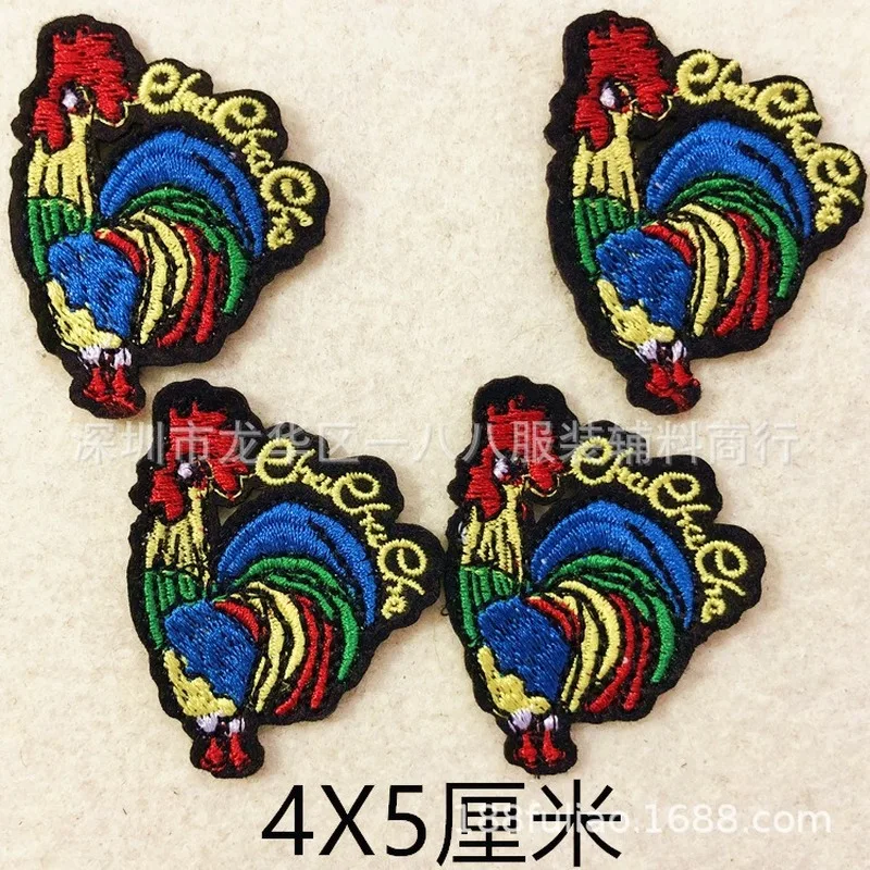 20pcs/lot Embroidery Patches Rooster Cock Clothing Decoration Accessories Cute Animals Diy Iron Heat Transfer Applique