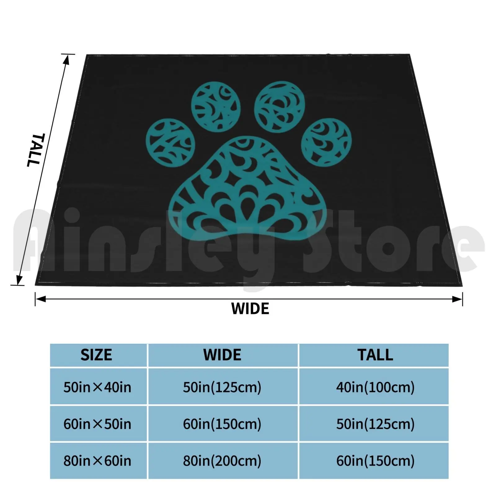 * * * Nice Dog Paw Mandala * * * Blanket Fashion Custom 1690 Mandala Dog Paw Animal Paw Cat Paws Blue Boho Cute