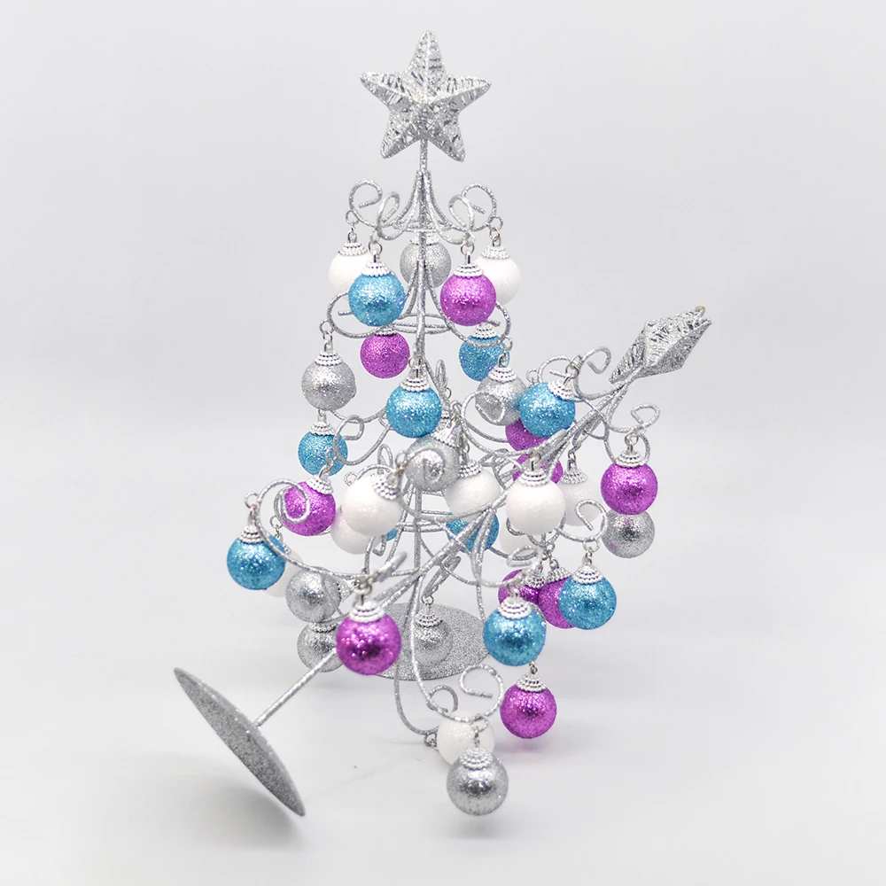 Decoração de árvore de ferro com presente para crianças, decoração de árvore de ferro com bolas, torre, casamento, natal