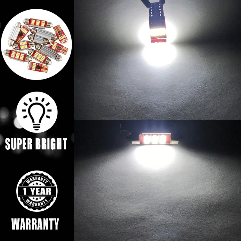 7 Bulbs White Canbus Car LED interior Dome Map Reading Light Kit For 2002-2019 Isuzu D-MAX D MAX Dmax I II License Plate Lamp