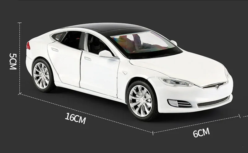 1/32 Alloy Die Cast Tesla Model S P100D Sedan Model Toy Car  6 Door Sound Light Pull Back Saloon Toys Vehicle For Gifts