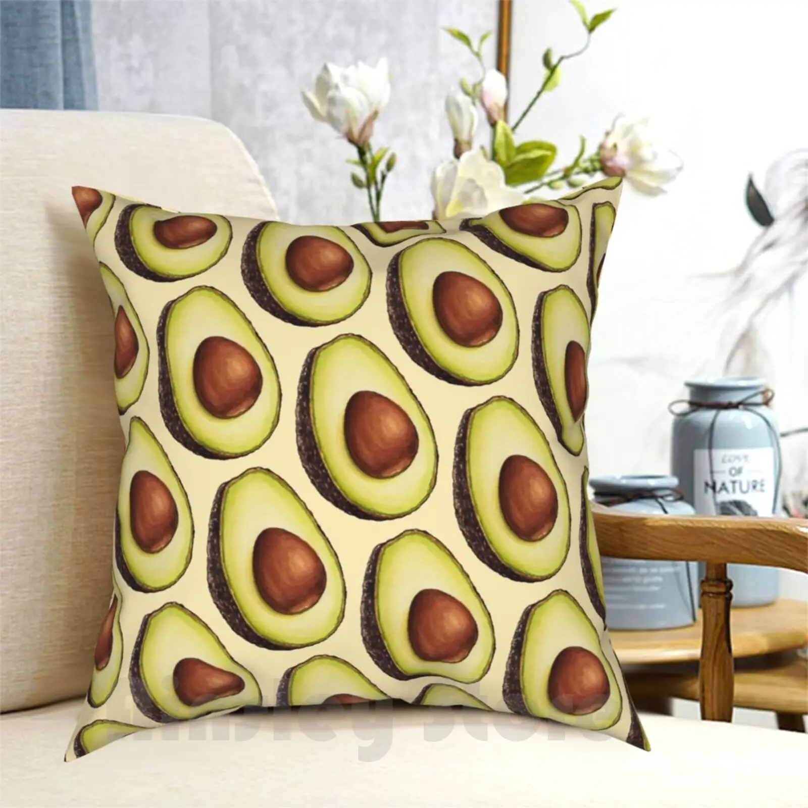 Avocado Pattern Pillow Case Printed Home Soft DIY Pillow cover Fruit Guacamole Mexico Food