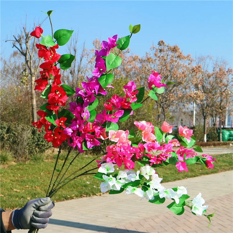 Decorative Silk Fake Flowers Bougainvillea Artificial Flower Branch For Wedding Garden Home Decoration Arch Hotel 80cm Flores