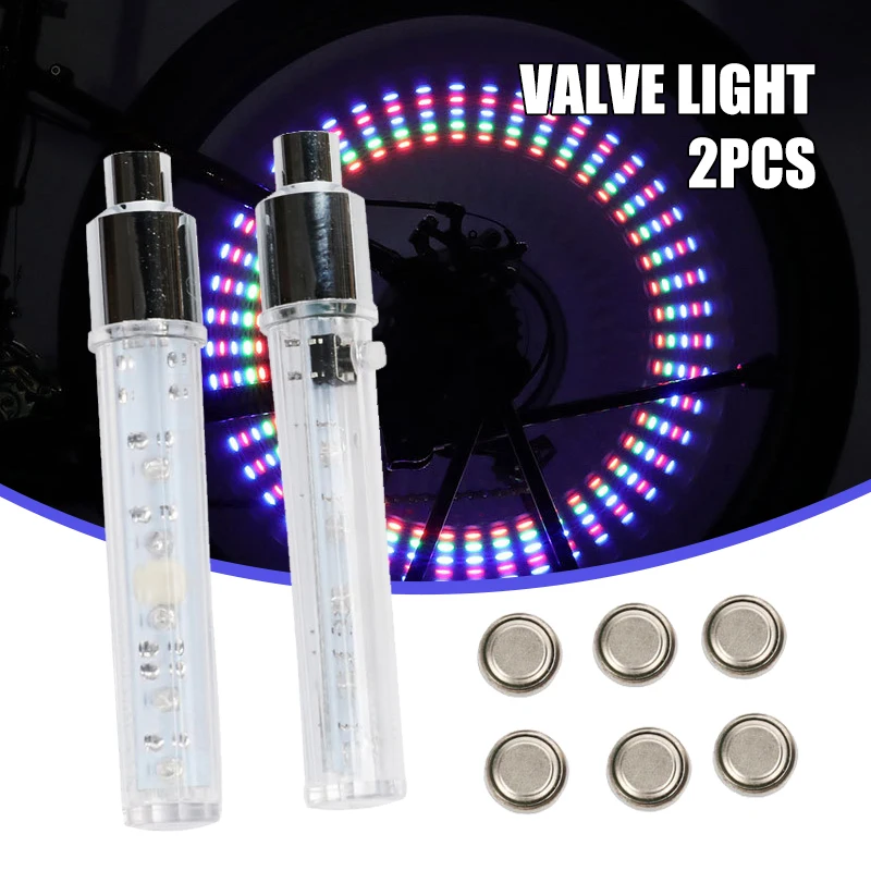 2PCS Led Bike Wheel Lights Night Cycling Equipment 5 LED Bulbs With 7 Modes Waterproof Bicycle Valves Light Bicycle Accessories