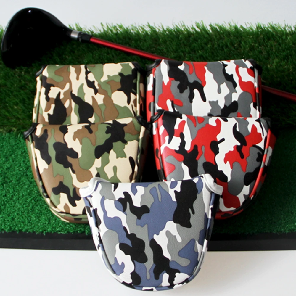 Golf Mallet Putter Head Cover , Semicircular Camouflage PU Leather with Magnetic Closure Waterproof Thicken Accessory