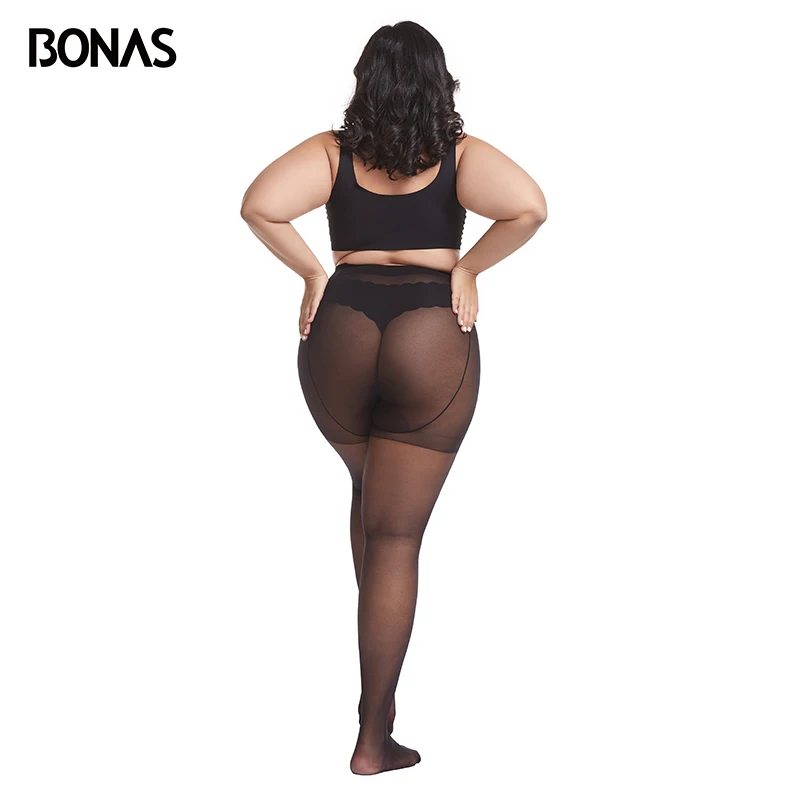 BONAS-pantimedias elásticas para mujer, medias de nailon resistentes al desgarro, Sexy, corte arbitraria, 15D, XXXL, Primavera