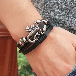 Heat! Vintage Scorpion Bracelet Women Multilayer Leather Bracelet Men's Charm Hot Bracelet Bracelet Accessories Pulseras