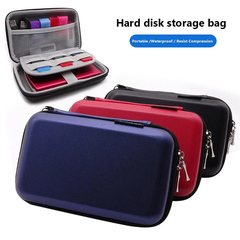 Portable 2.5Inch Hard Disk Drive Protective Case Power Bank USB Cable Charger Storage Bag Zipper Pouch USB Cable Organizer