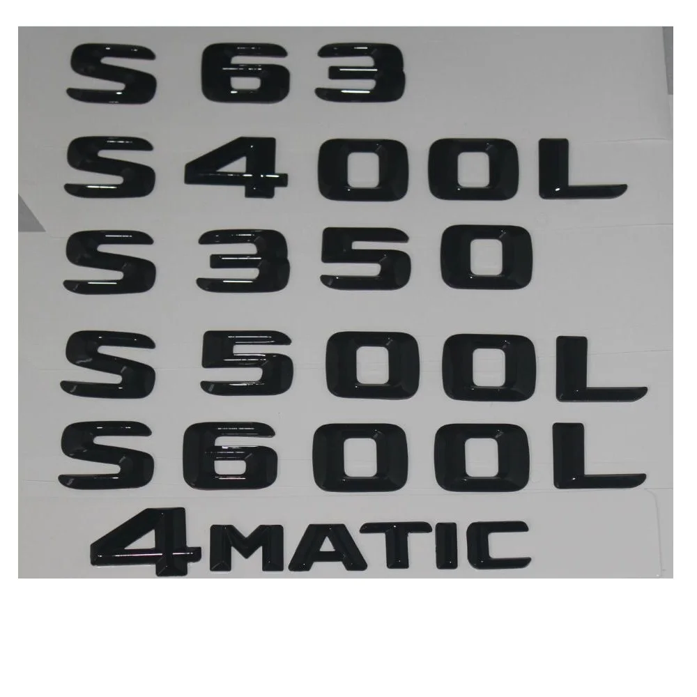 

Gloss Black Trunk Letters Number Badge Emblems for Mercedes Benz S63 AMG S300 S400L S500L S600L S500 S550 4MATIC