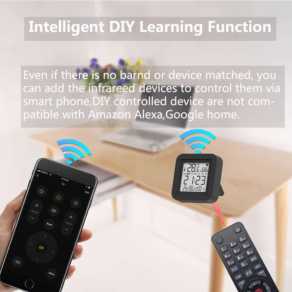 Tuya Smart WiFi Universal IR-Fernbedienung Temperatur-Feuchtigkeitssensor für Klimaanlage TV AC Funktioniert mit Alexa, Google Home Yandex – Detail 13