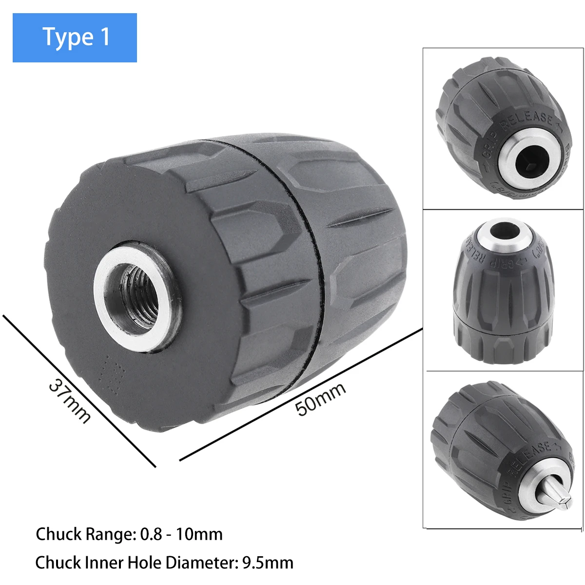 Mini Keyless Drill Bit Chuck Adapter Converter Air Electric Cordless 1/32-3/8 in 24 UNF 0.8-10mm 2-13mm Quick Change