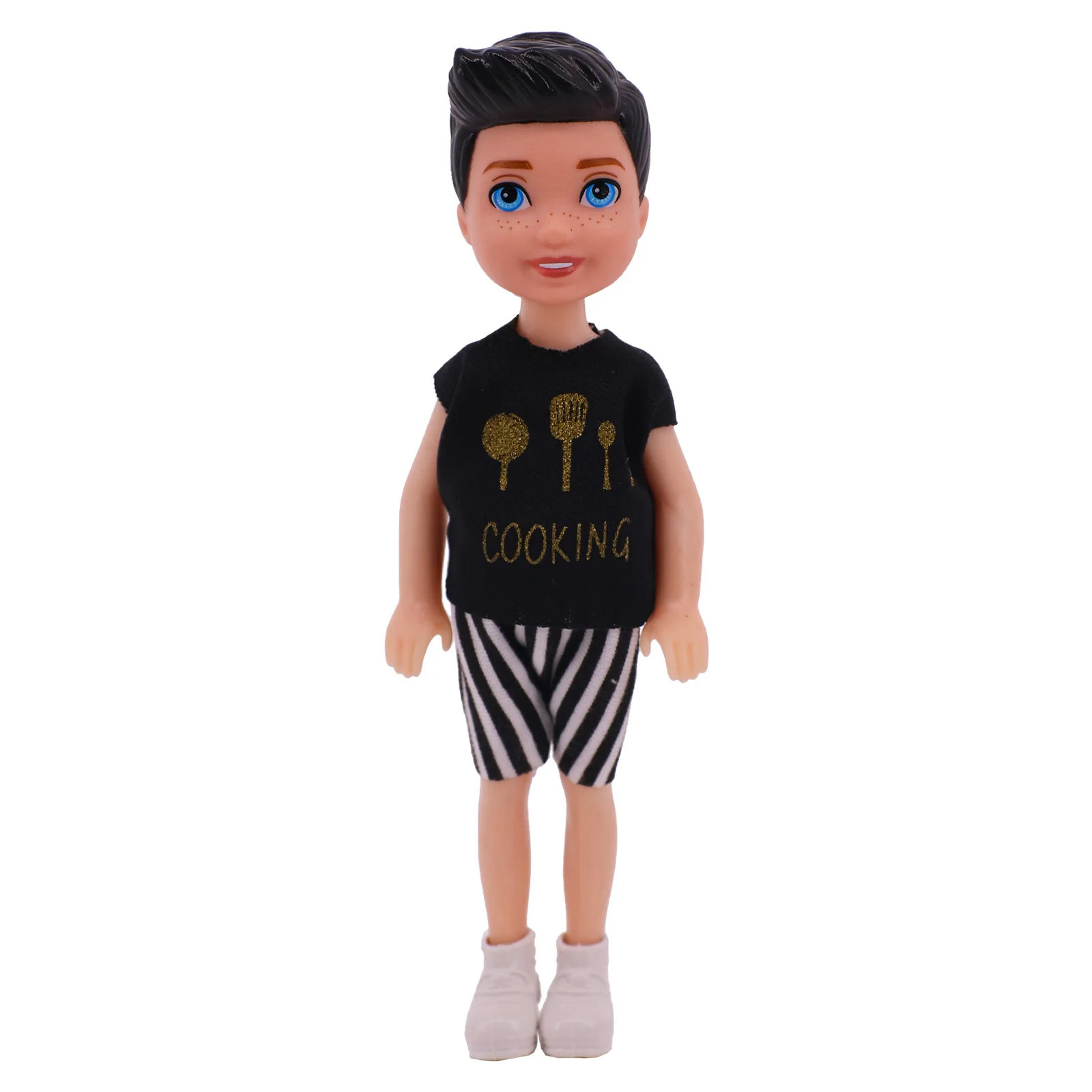 Boy Doll Clothes Cotten Print T-shirt+Shorts Fit For 5Inch American Kelly Doll,Specialiy Mini Doll House Toy,Girl Christmas Gift