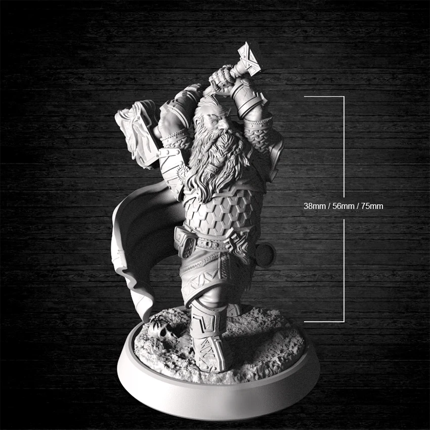 1/32 56mm  1/24 75mm Resin Model Dwarf Dwarves Axe Warrior Figure Unpainted RW-020